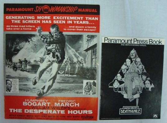 20 SHOWMANSHIP MANUALS AND PRESSBOOKS (18): The Desperate Hours; Death on The Nile; The Macomber Affairs; Another Man's Poison: Let's Make Up; Outcast of The Islands; I Want to Live; Impact; The Monte Carlo Story; Let's Liive a Little; A Slight