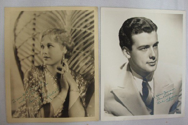 2 ISP'S - RALSTON & GREENE: Richard Greene ISP, Inscribed in green ink - To Helen Yasman Best Wishes, Richard Greene. 8" x 10" VF. Esther Ralston ISP, Double weight. Matte finish. Sepia Tones. Inscribed - To Mr. H.C. Branch. Sin
