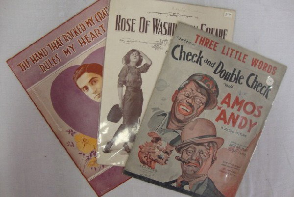 SHEET MUSIC INC: 3 LITTLE WORDS, AMOS & ANDY: Ross of Washington Square. Starring Fanny Brice. The Hand That Rocked The Cradle; Rules My Heart (Irving Berlin); Three Little Words Check and Double Check (Amos and Andy).