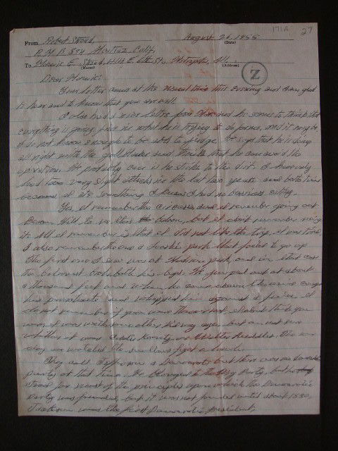 RARE ROBERT STROUD ALS BIRDMAN OF ALCATRAZ: With Certificate of authenticity and bill of sale. Sold by R & R Enterprises on March 28, 1996. Written on both sides of Alcatraz stationery, 8" x 10", marked with a Z in a circle. Dated August 26, 19