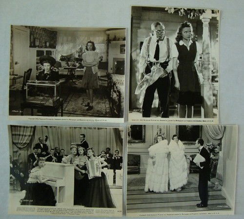 MOVIE STILLS - DIANA LYNN (58) PLUS 2 OTHERS: Scenes from 1941 - 1955 movies including some publicity snipes, candids, and portraits, also included are movie stills of Mona Freeman (4); Joan Caulfield scene photos (11). Mostly 8 x 10.