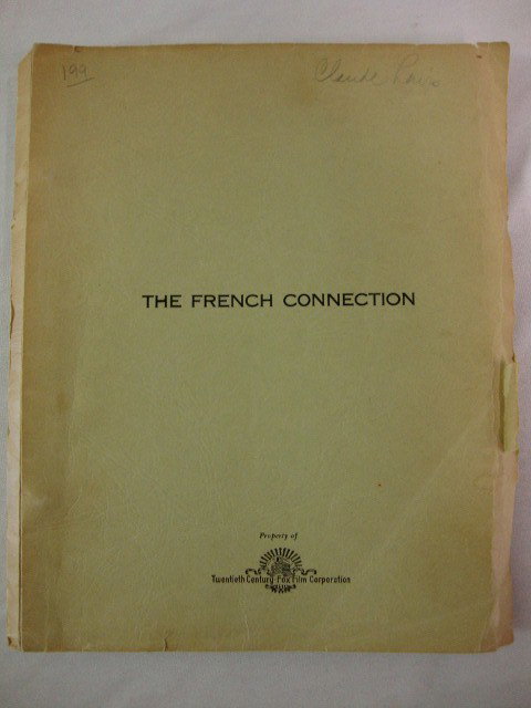 FRENCH CONNECTION ORIGINAL SCRIPT: Twentieth Century-Fox Film Corporation script marked Claude Lewis in pencil on the cover and on the title page. 93 pgs. With original covers (cover frayed at edge)