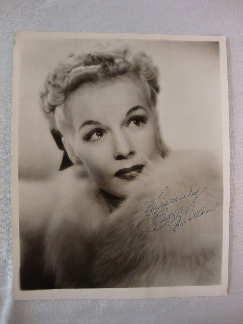 BETTY HUTTON SIGNED PHOTOGRAPH: Double weight. Signed in blue ink. Sincerely Betty Hutton 8" x 10" VF