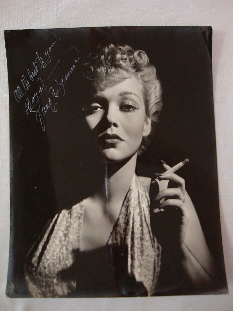 JANE WYMAN ISP BY WELBOURNE: Back Stamp for Scotty Welbourne , Sgd in white ink All the best to you boys Jane Wyman 7" x 9" VF