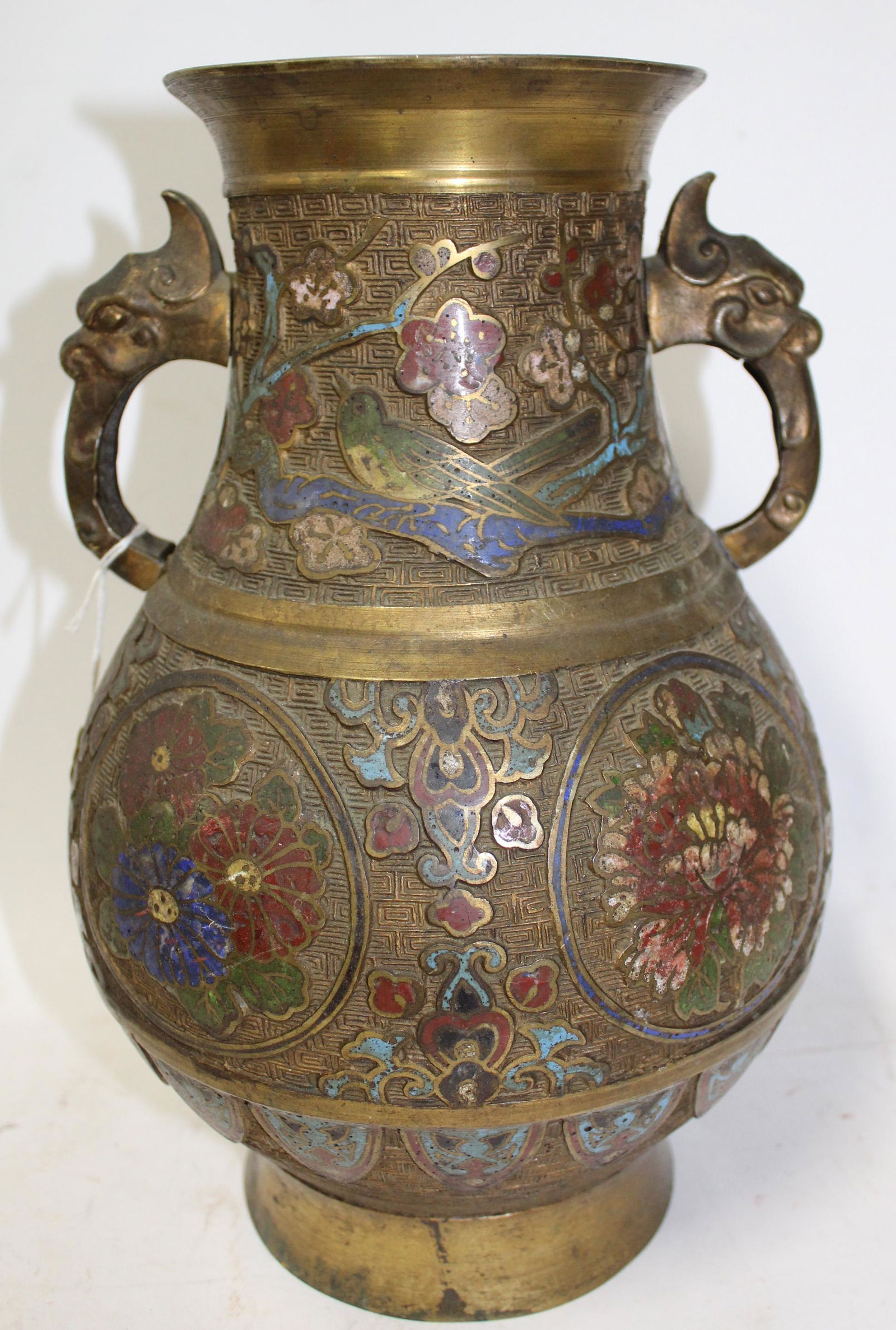 Antique Japanese Cloisonne & Bronze Urn (1 of 5)