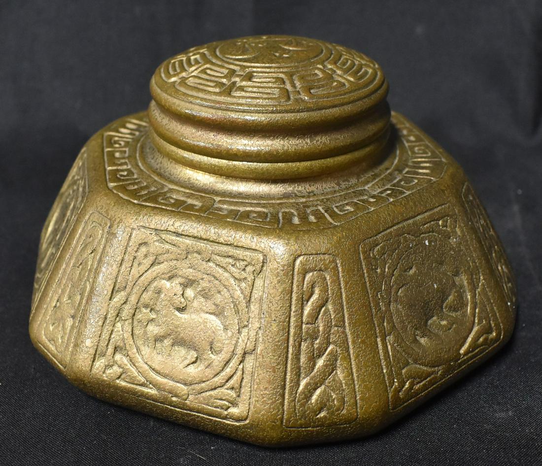 Tiffany Bronze Inkwell Zodiac Pattern (1 of 8)