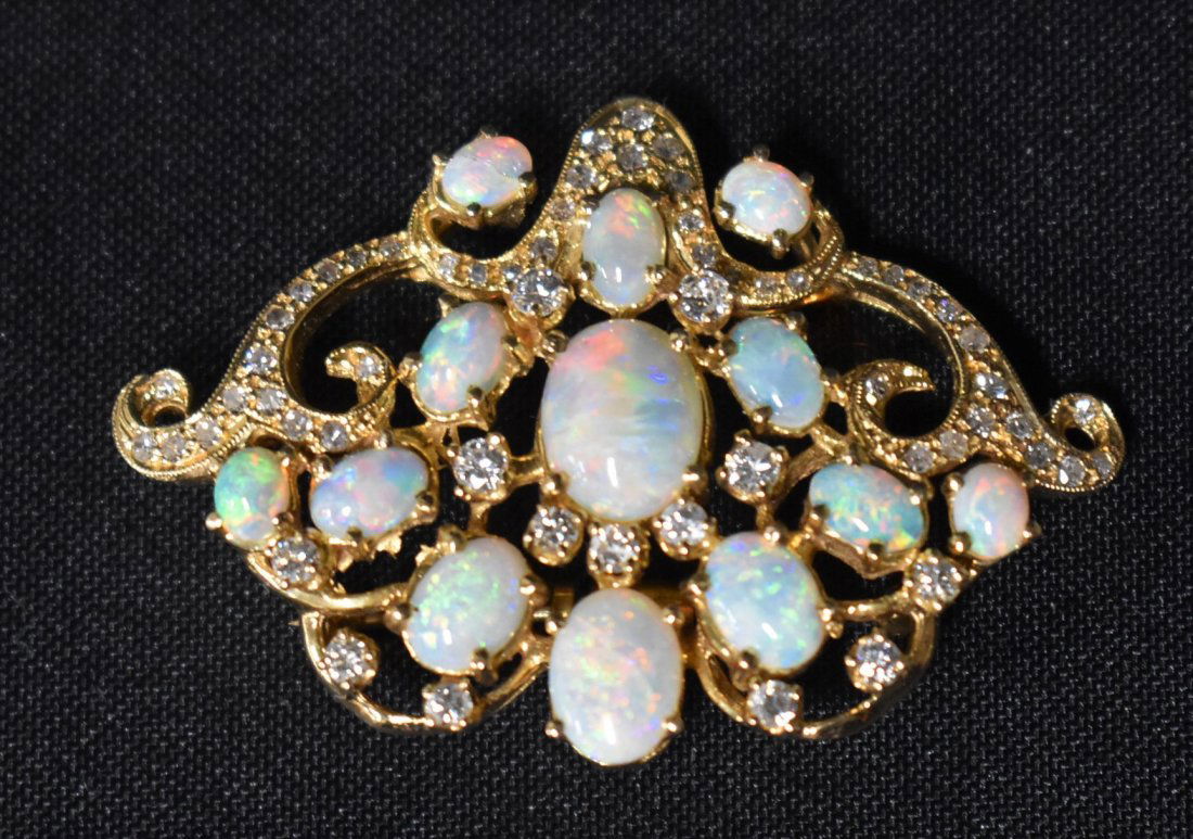 14k Opal & Diamond Brooch (1 of 5)