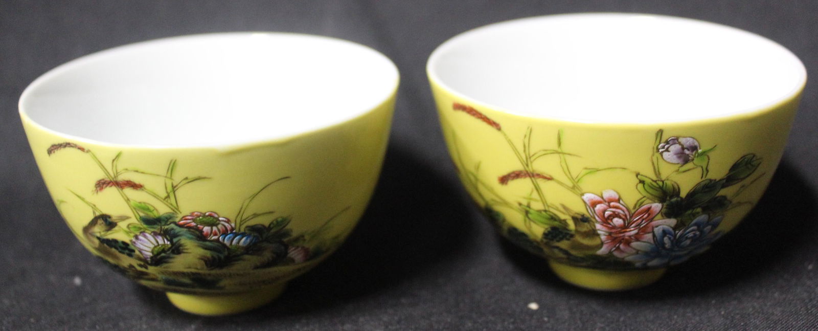 Pr. of Chinese Tea Cups: 6 marks at underside. 2 in x 3 in.