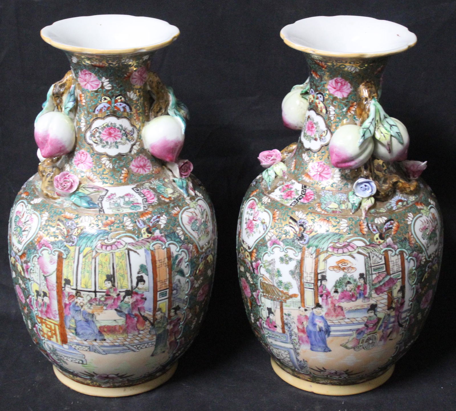 Pr. of Chinese Rose Medallion Porc. Vases (1 of 7)
