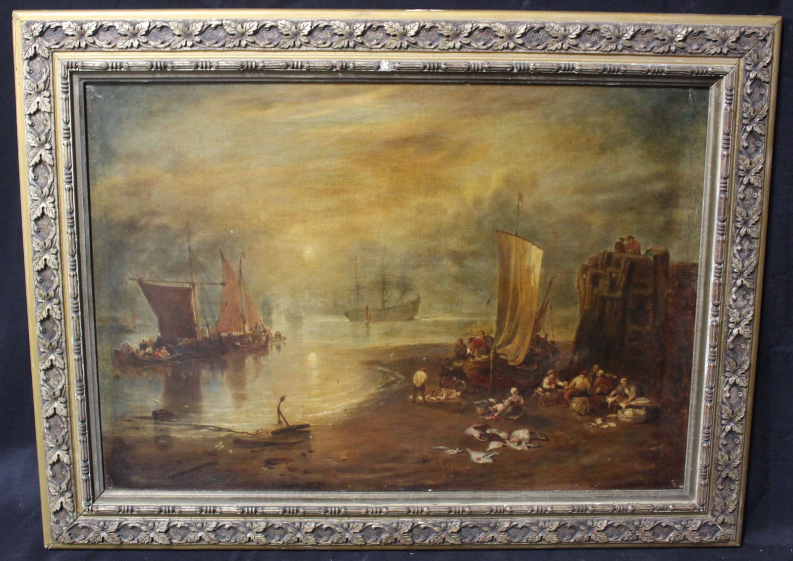 J. M. W. Turner. Oil  European Fishing Village. Sgd. (1 of 4)