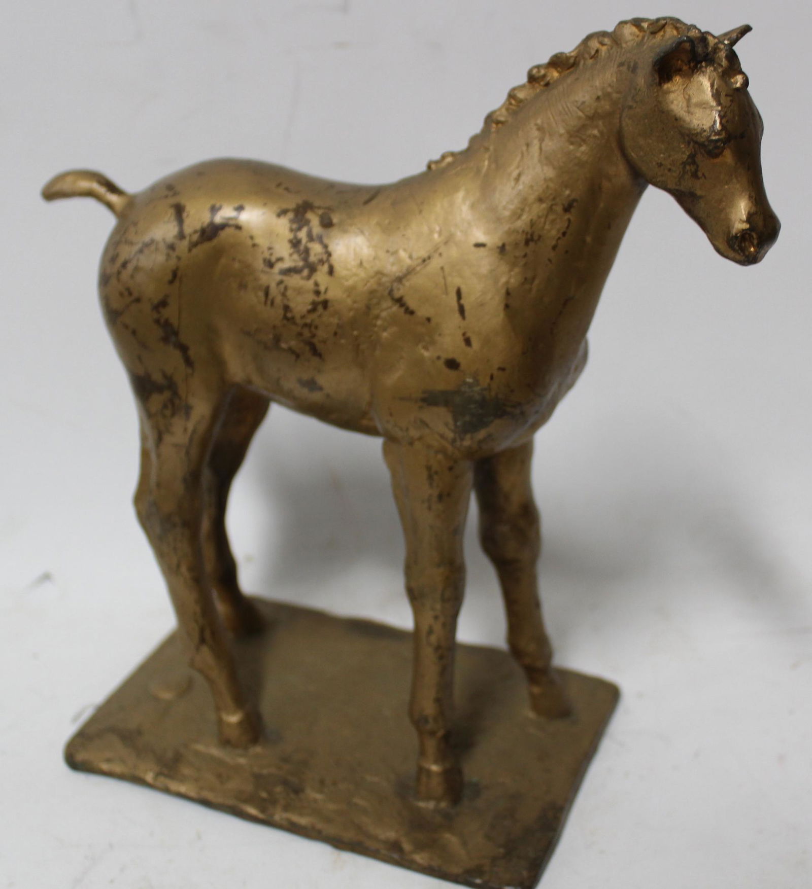 Antique Gilt Bronze Horse Figure. Sgd. (1 of 4)