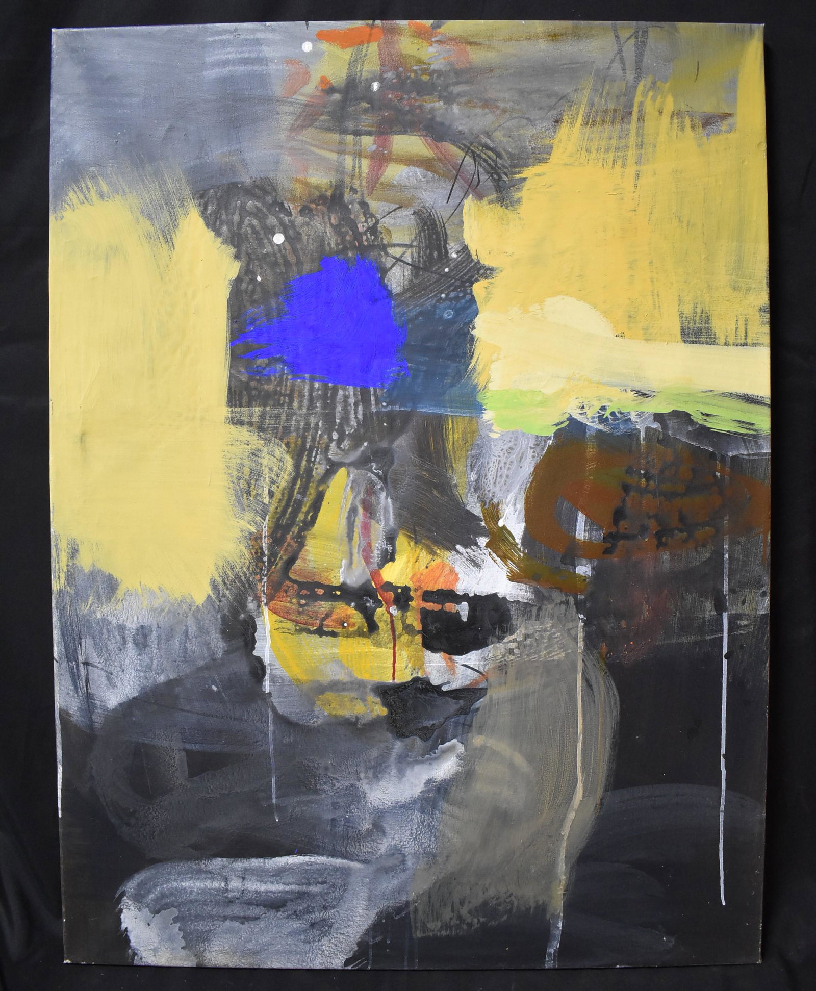 Lars Ahlstrand. Abstract Oil. Signed: AskArt Listed Artist. Signed at the back of the canvas. Santiniketan India 1998. 44"H. x 33"W.