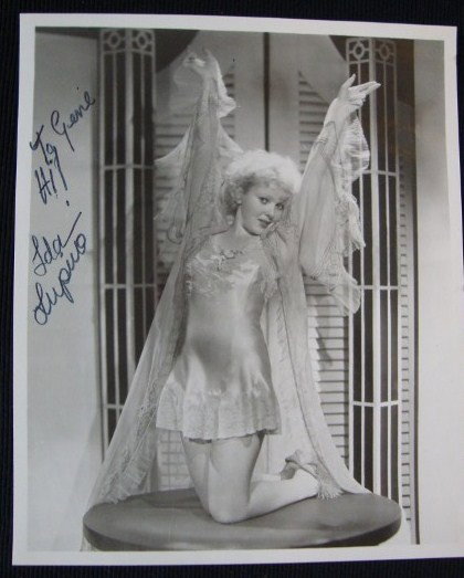 EARLY IDA LUPINO ISP: Glamour photograph in negligee inscribed To Gene Hi Ida Lupino. R&R Enterprises. Certificate of Authenticity. 8 x 10. VF