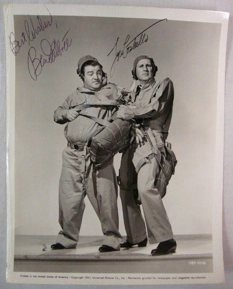 AUTOGRAPHED PHOTOGRAPH OF ABBOTT & COSTELLO: Autographed Abbott & Costello photograph. 8 x 10. VF-F