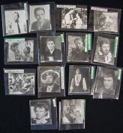 RICHARD BURTON CONTACT NEGATIVES (13): Each negative has a print which accompanies it. Scenes from Look Back in Anger; Candy/ Becket, Prince of Players (2); Dr. Faustus; Taming of The Shrew, Anne of thousand Days; Hamlet, Night of the Igua
