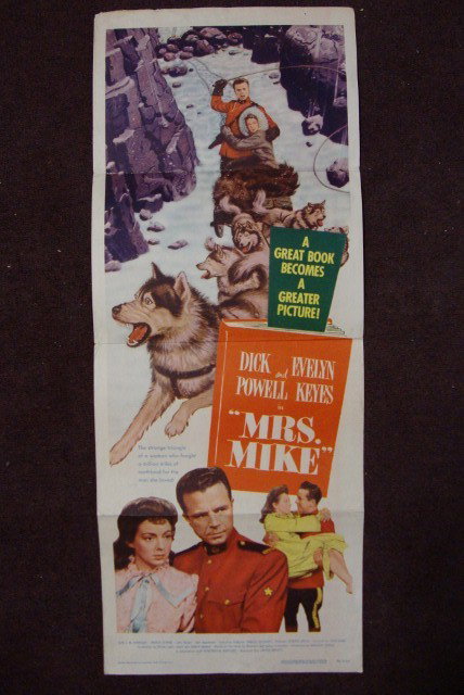 MRS. MIKE - INSERT: United Artists. 1949. Dick Powell. Evelyn Keyes. 14 x 36. F