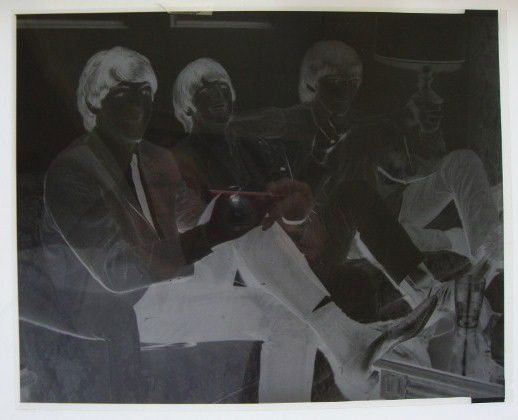 BEATLES NEGATIVES (5): George Harrison portrait; beach party; three early group negatives.