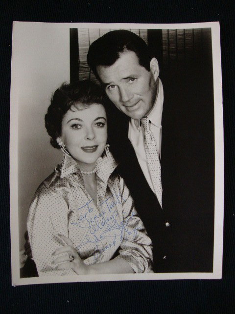 SIGNED HOWARD DUFF IDA LUPINO PORTRAIT: Signed in blue ink, To Gemar Turik, Always Ida Lupino, Howard Duff. Double weight. 8 x 10