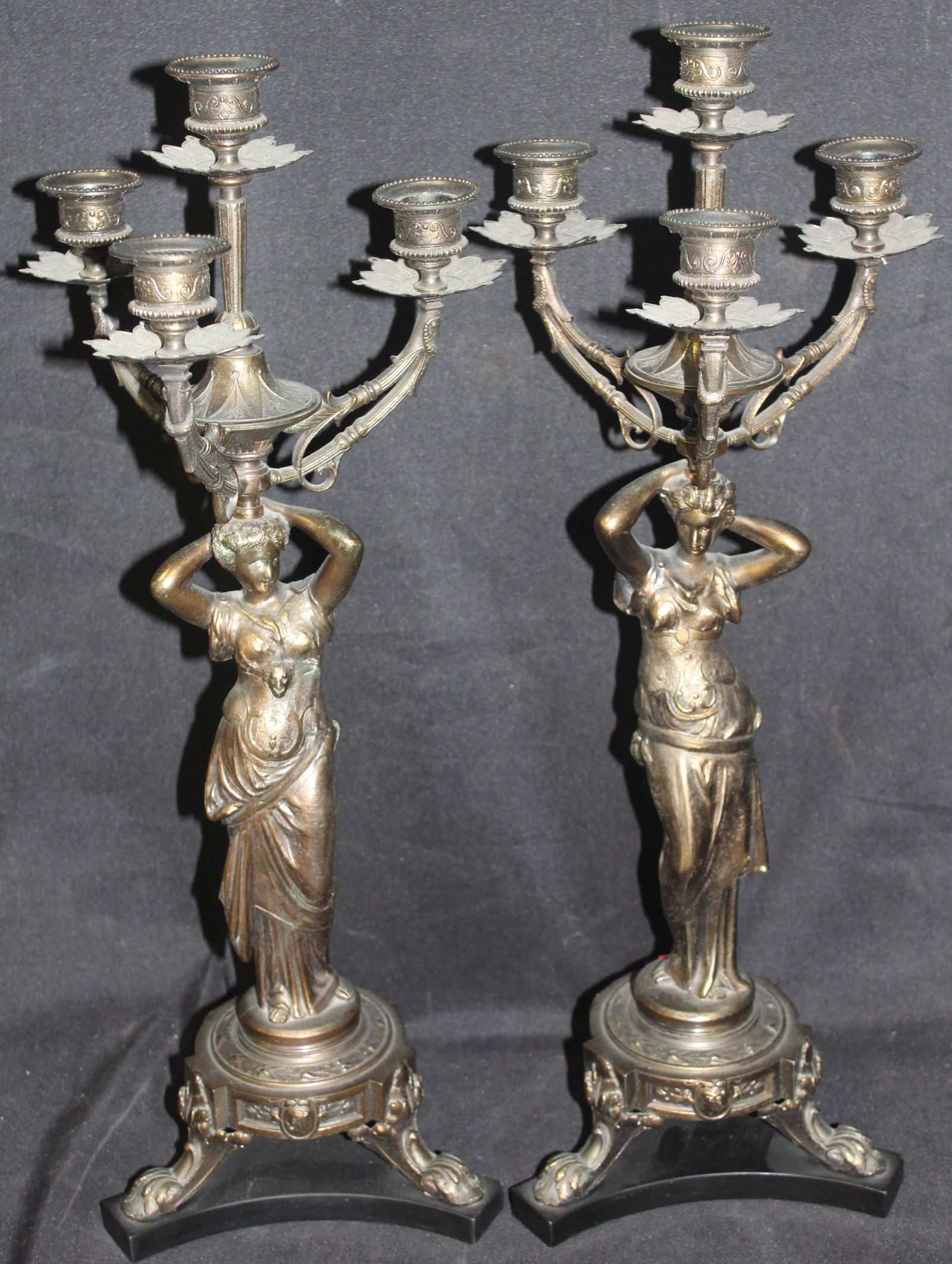 Pr. Antique French Bronze Candelabras (1 of 8)