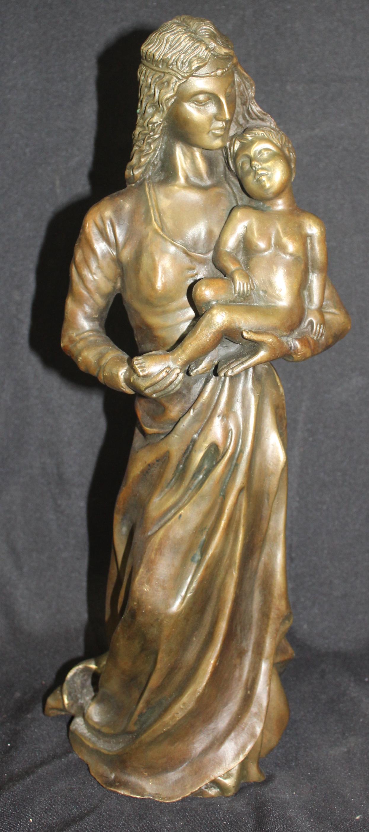 19th C, Bronze Sgd. J. Gautherin: Mother Holding Child (1 of 4)