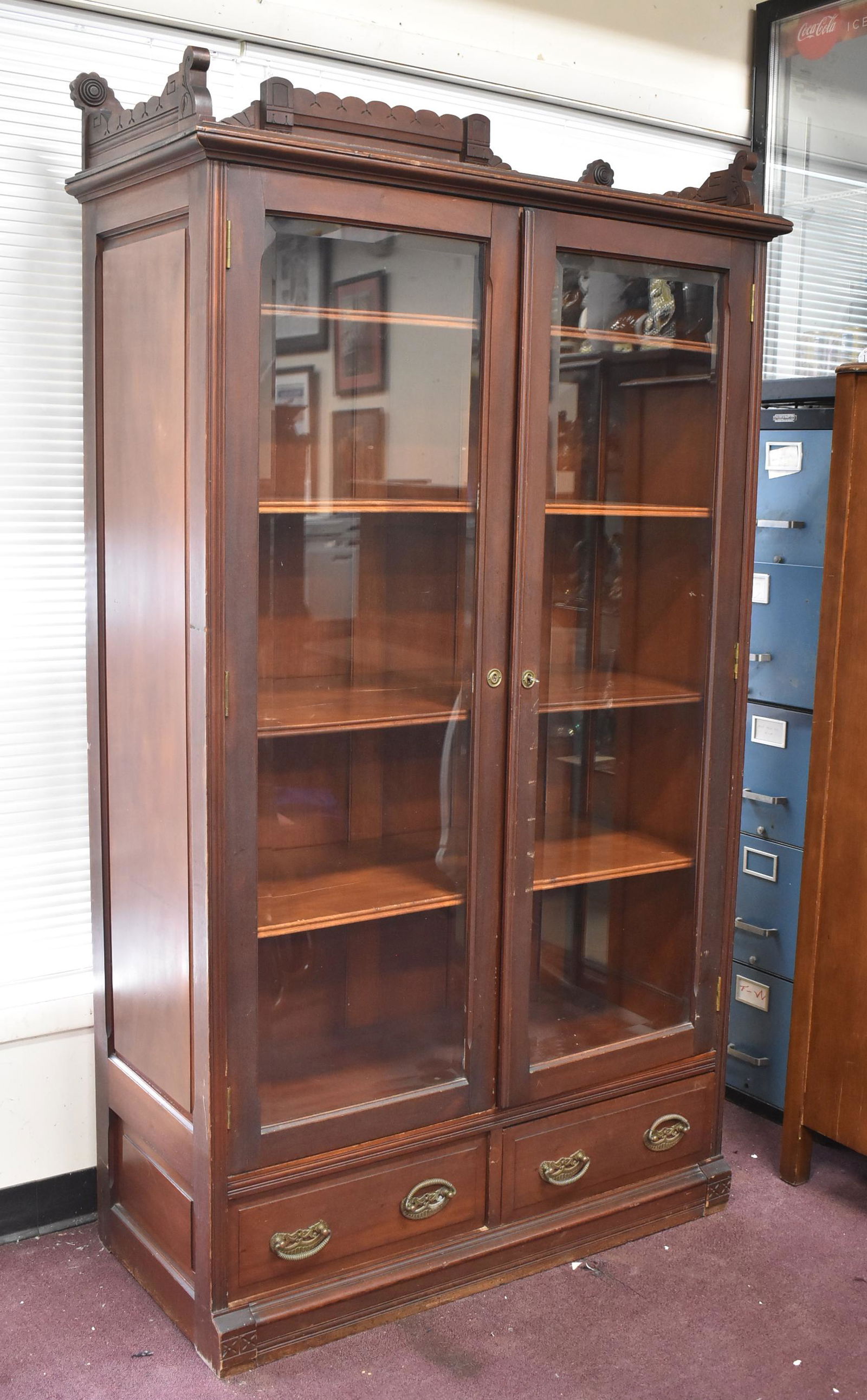 Victorian Oak China Closet (1 of 7)