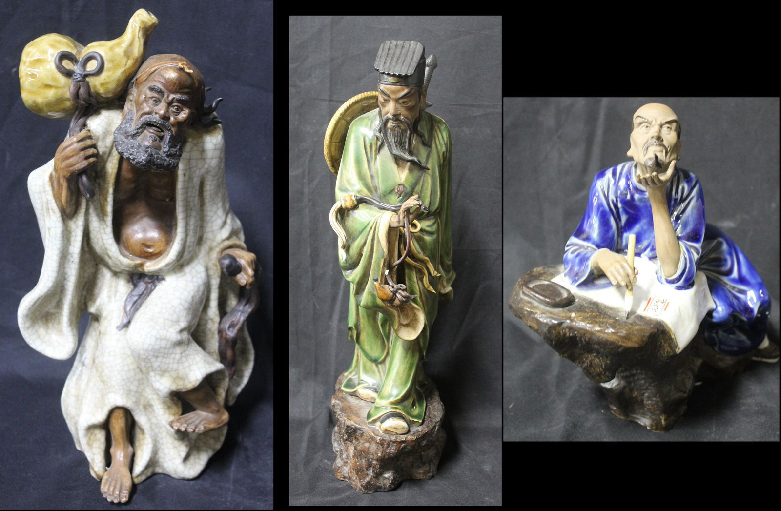 Glazed Oriental Pottery Figures (3) (1 of 16)