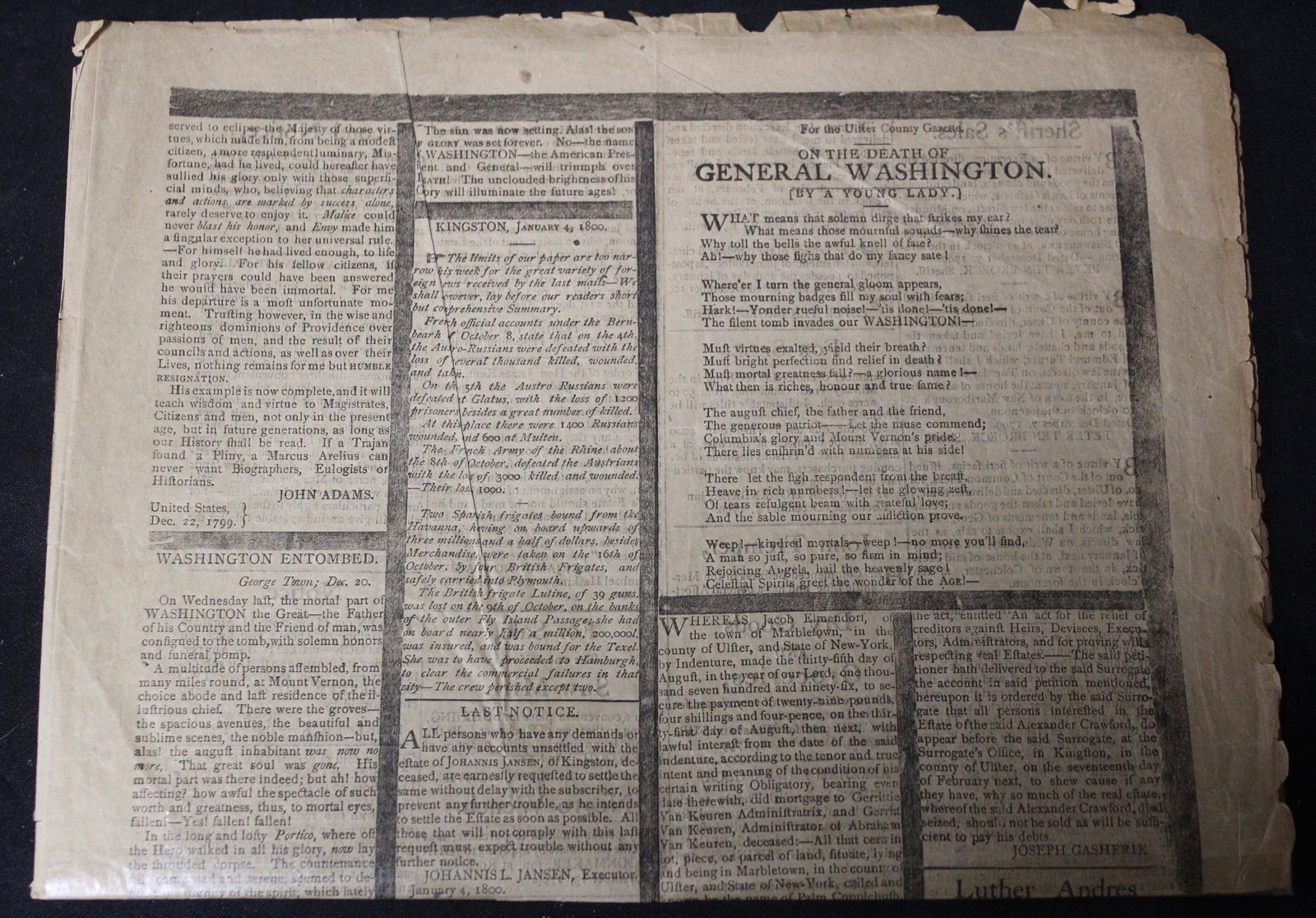 Ulster County Gazette 1800 Newspaper (1 of 5)