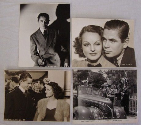 GLENN FORD MOVIE STILLS (111): Movie scene photos dating from 1940 - 1966 including Men Without Souls; Go West Young Lady; The Desperadoes; Gilda; Framed; Convicted; etc.. Lot also includes portraits, candids - some double card sto