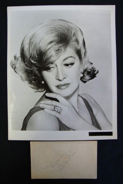 PHOTOS & AUTOGRAPHS DEE. ARDEN. COLLINS. QUINN: Autographs in ink on paper or cards accompanied by an 8 x 10 photograph. Frances Dee. Eve Arden. Joan Collins. Anthony Quinn. Also included in the lot are Marilyn Maxwell (signature in pencil) and Jun