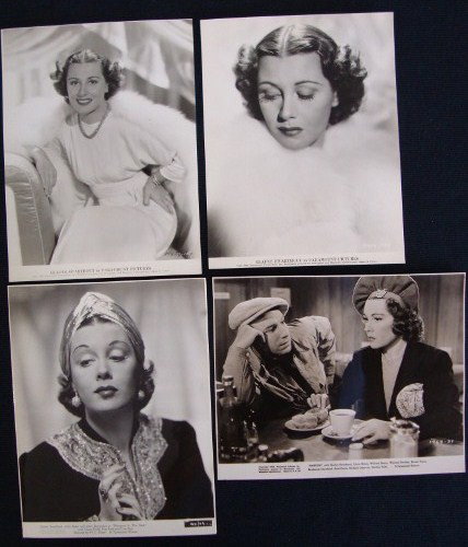 MOVIE STILLS GLADYS SWARTHOUT. GRACE MOORE, ETC. (: Gladys Swarthout (8) to include portraits, double card stock of the star with backstamp multiple times with dates ranging from Mar 31. 1932 to Nov 23, 1934; Grace Moore (7); Lily Pons (10) one backsta
