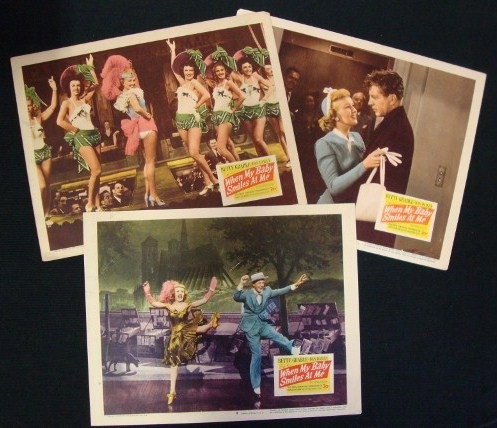 LOBBY CARDS "WHEN BABY SMILES AT ME" (3): 20th Century Fox Film Corp, 1948, #4, #6, #8, Betty Grable & Dan Dailey 11 x 14 VF-F (#8 small tear upper right).