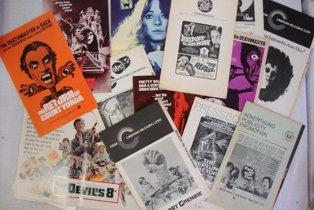 HORROR AND ADVENTURE FILM PRESSBOOKS (14): Count Yorga Vampire (1970); The Return of Count Yorga (1971); The Reincarnate Straw Dogs; Deranged (1974); Madhouse (1974); The Other (1972); The Neptune Factor (1973); Simon - King of the Witches (on