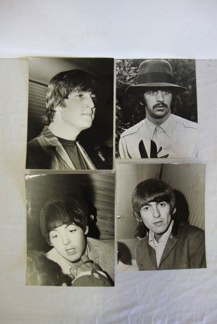 BEATLES PHOTOGRAPHS (4): George Harrison, John Lennon, Paul McCartney and Ringo Starr. 7-1/4 x 9; 8 x 10. VF