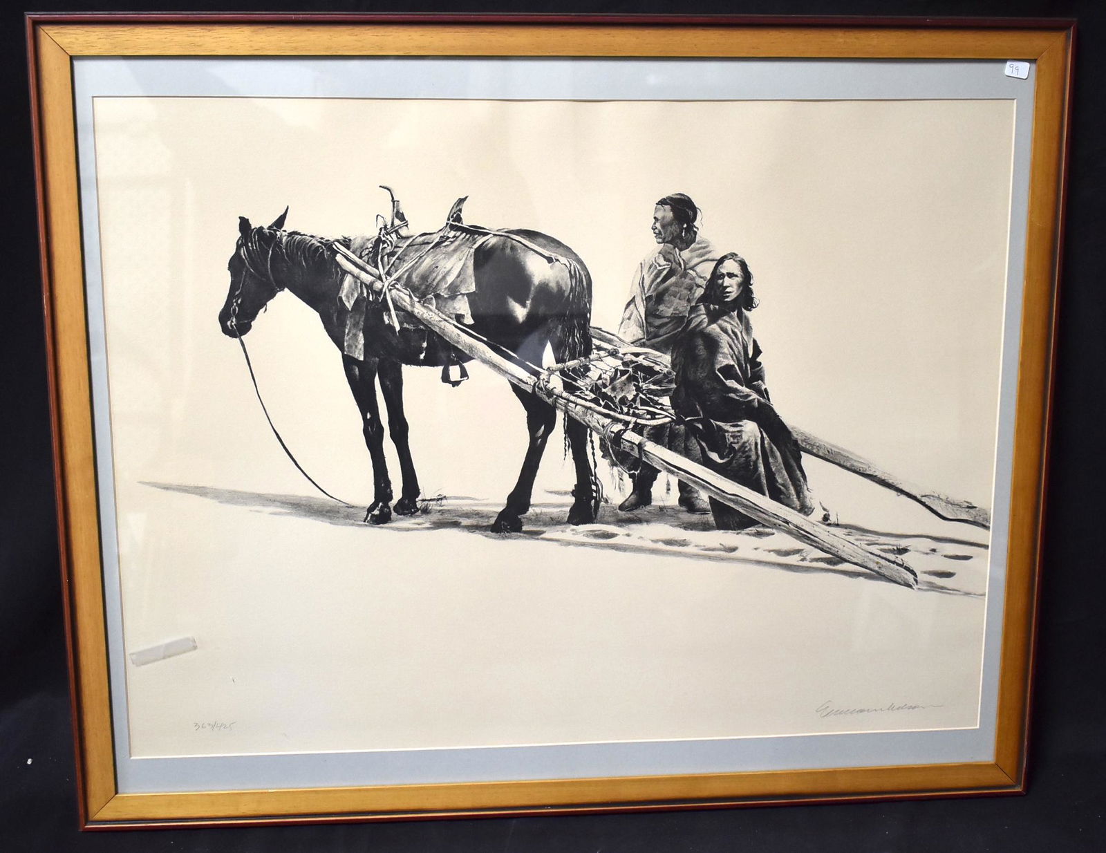 Native American Farmers Lithograph Signed E. Wilson (1 of 3)