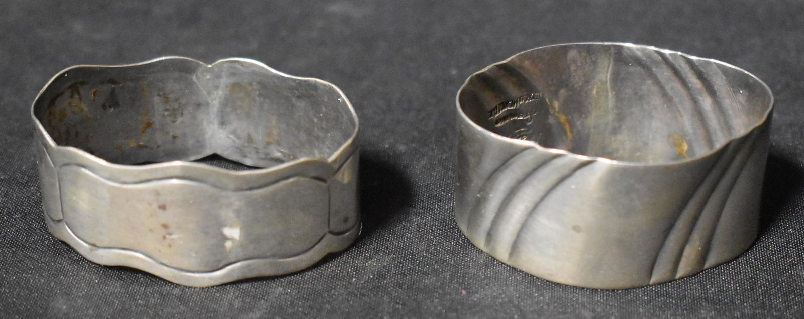Sterling Silver Napkin Rings (2): Marked Sterling, Made in Mexico. 2 in.