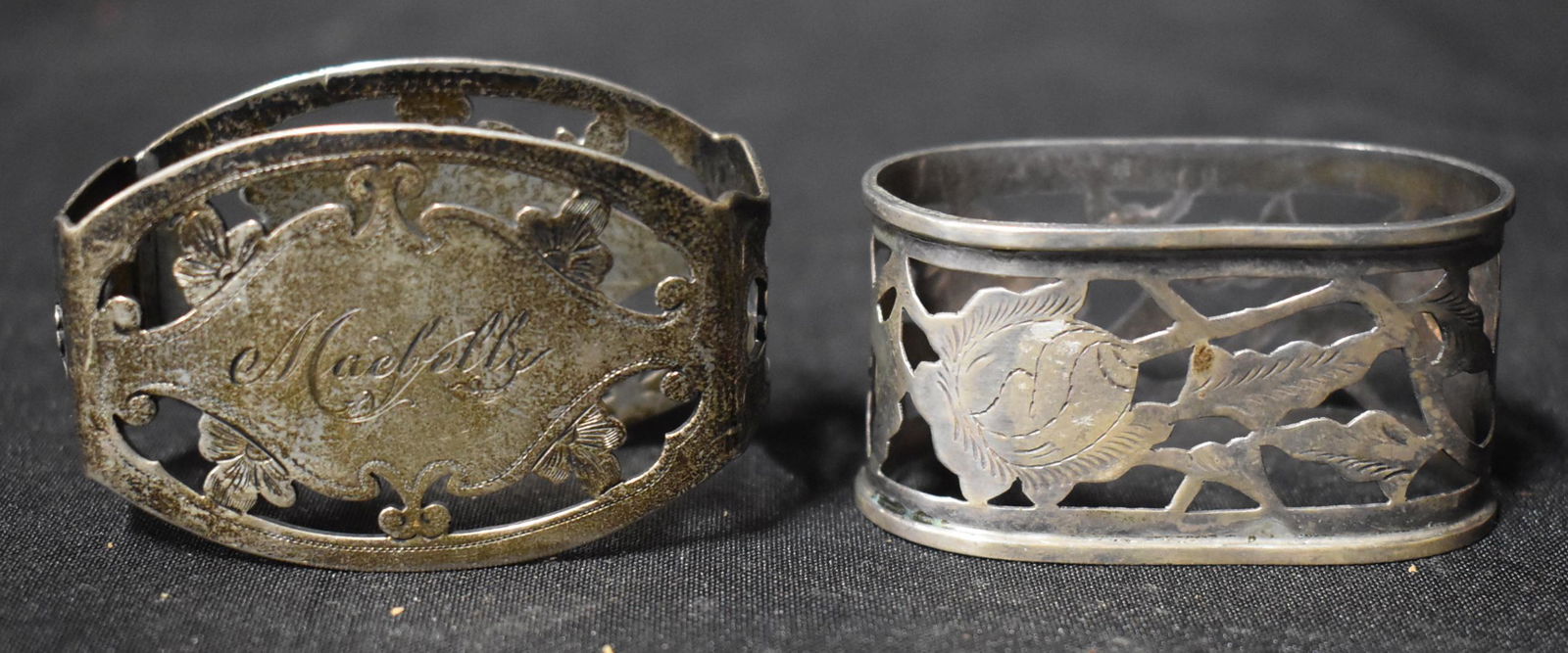 Sterling Silver Napkin Rings (2): Marked sterling. 2.25 in.