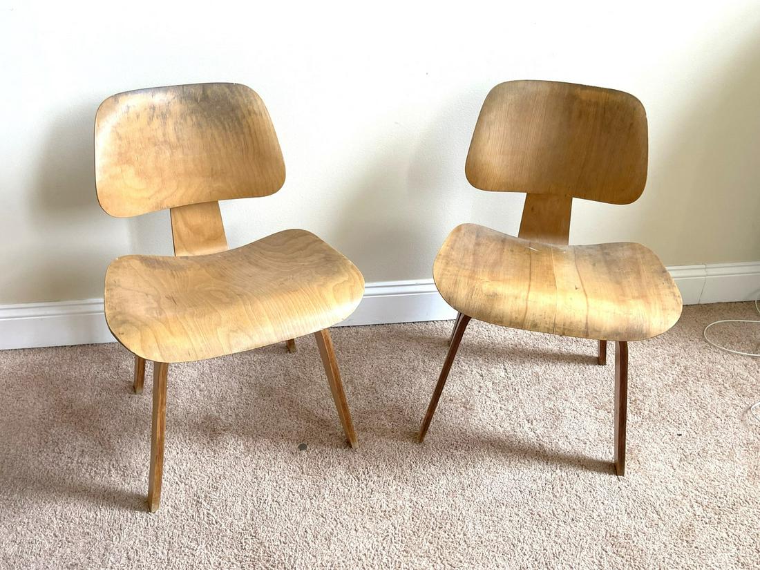 Pair of Vintage Eames LCW Laminated Wood Chairs (1 of 9)