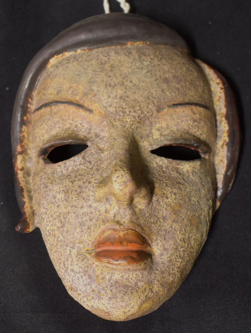 Goldscheider Art Deco Mask: Marked with a Marcel Goldscheider stamp. Impressed. Austria. 7" high