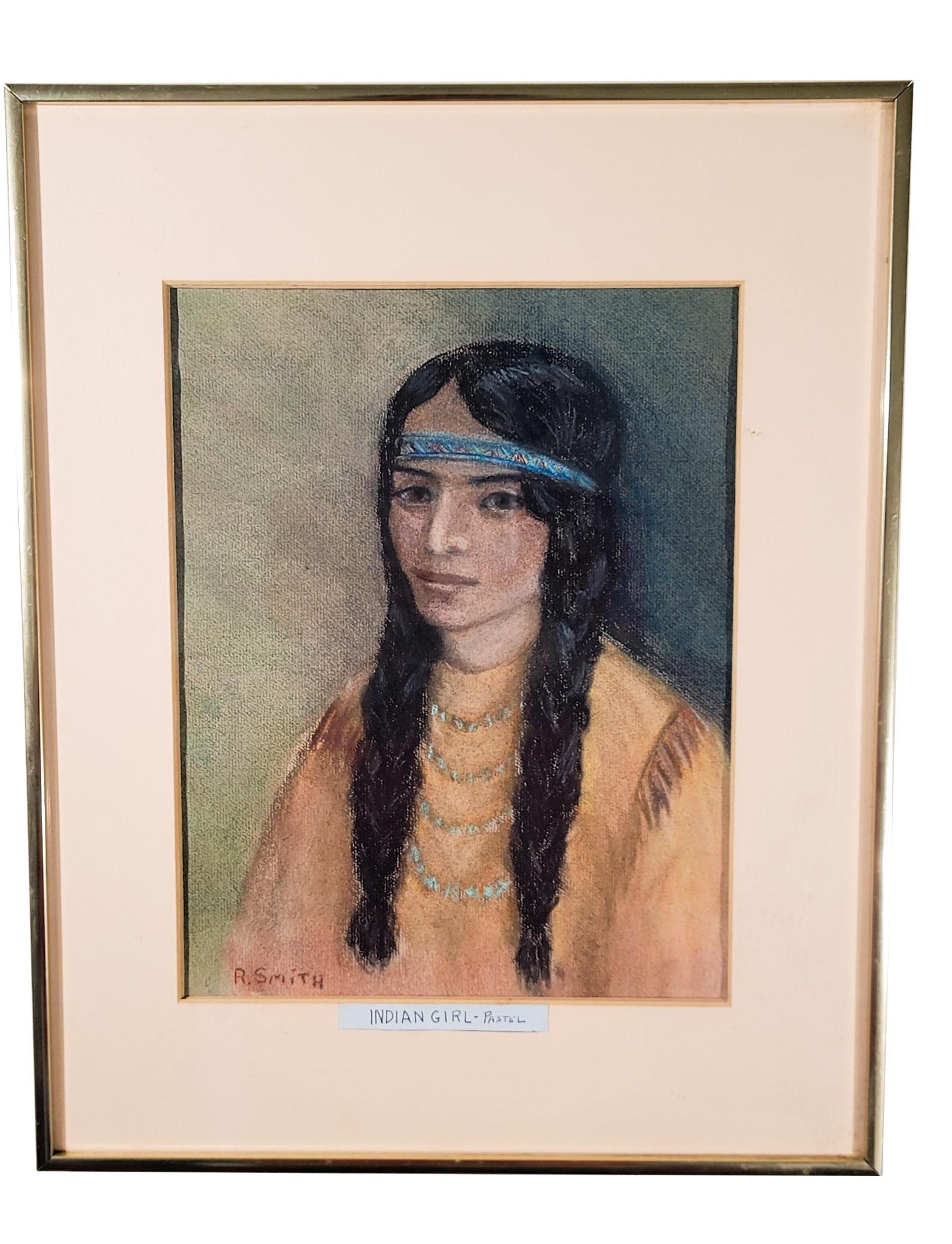 Native American Girl Pastel Painting (1 of 2)