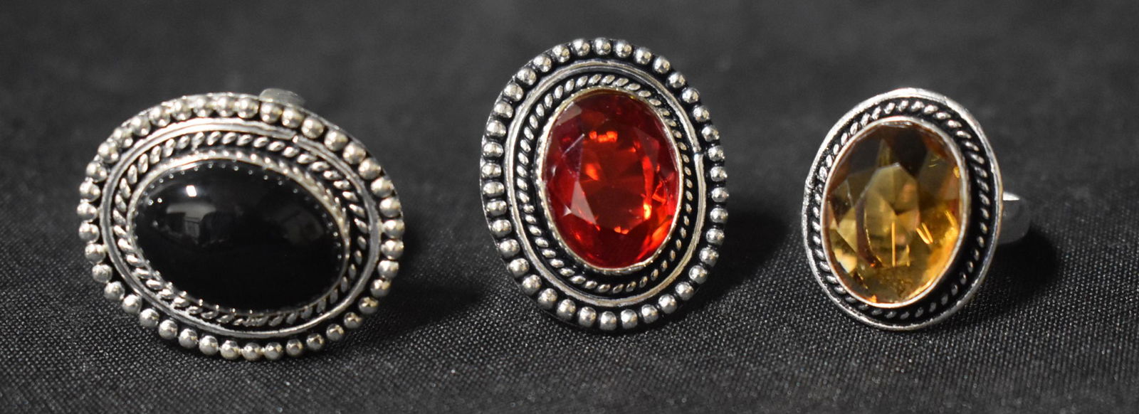 German Silver w/ Stone Rings (3) (1 of 1)