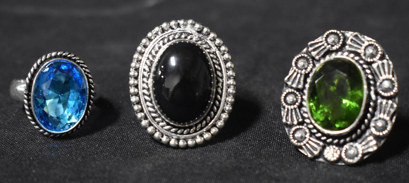 German Silver w/ Stone Rings (3) (1 of 1)