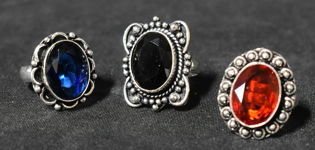 German Silver w/ Stone Rings (3) (1 of 1)