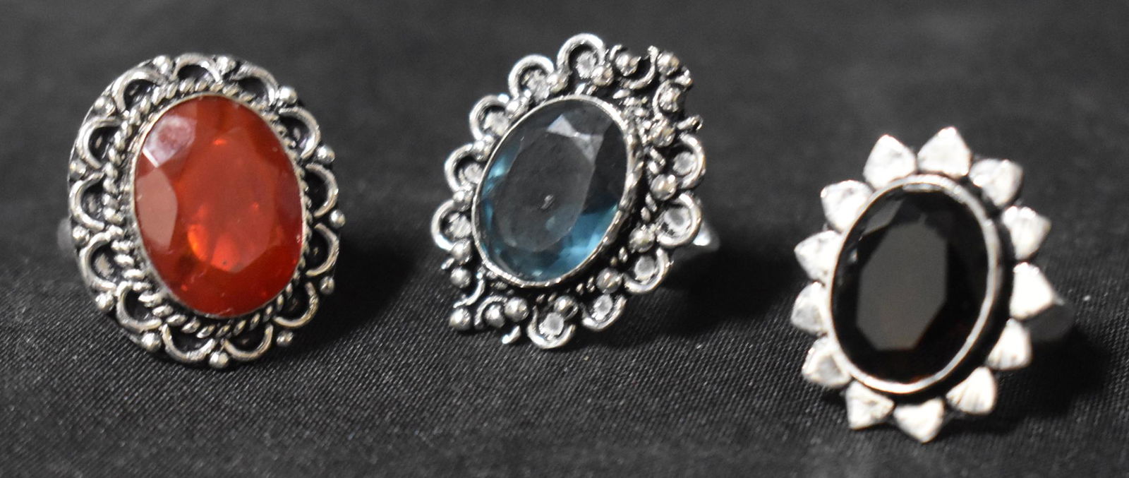 German Silver w/ Stone Rings (3) (1 of 2)