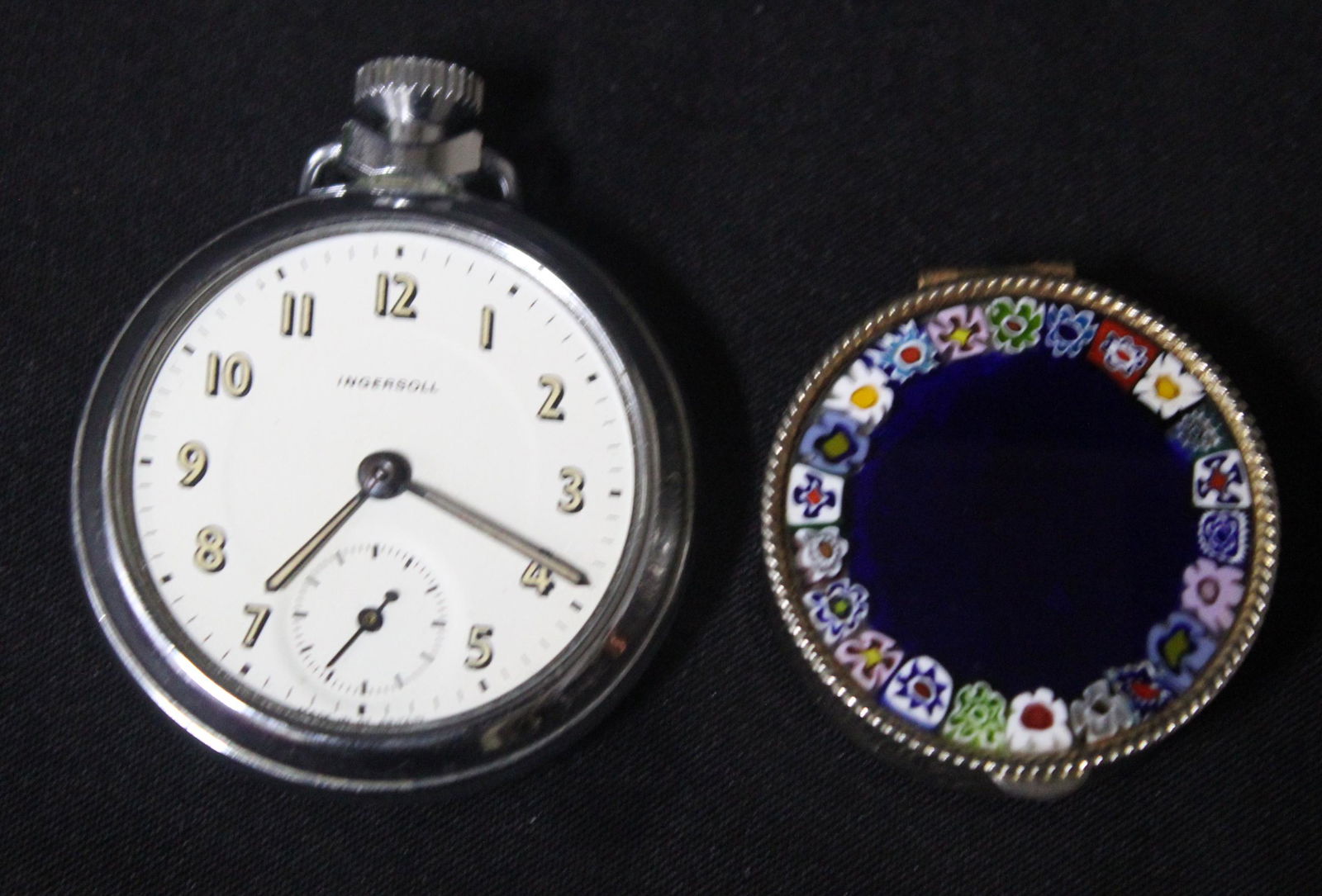 Ingersoll Open Face Pocketwatch & Mosaic Box (1 of 2)