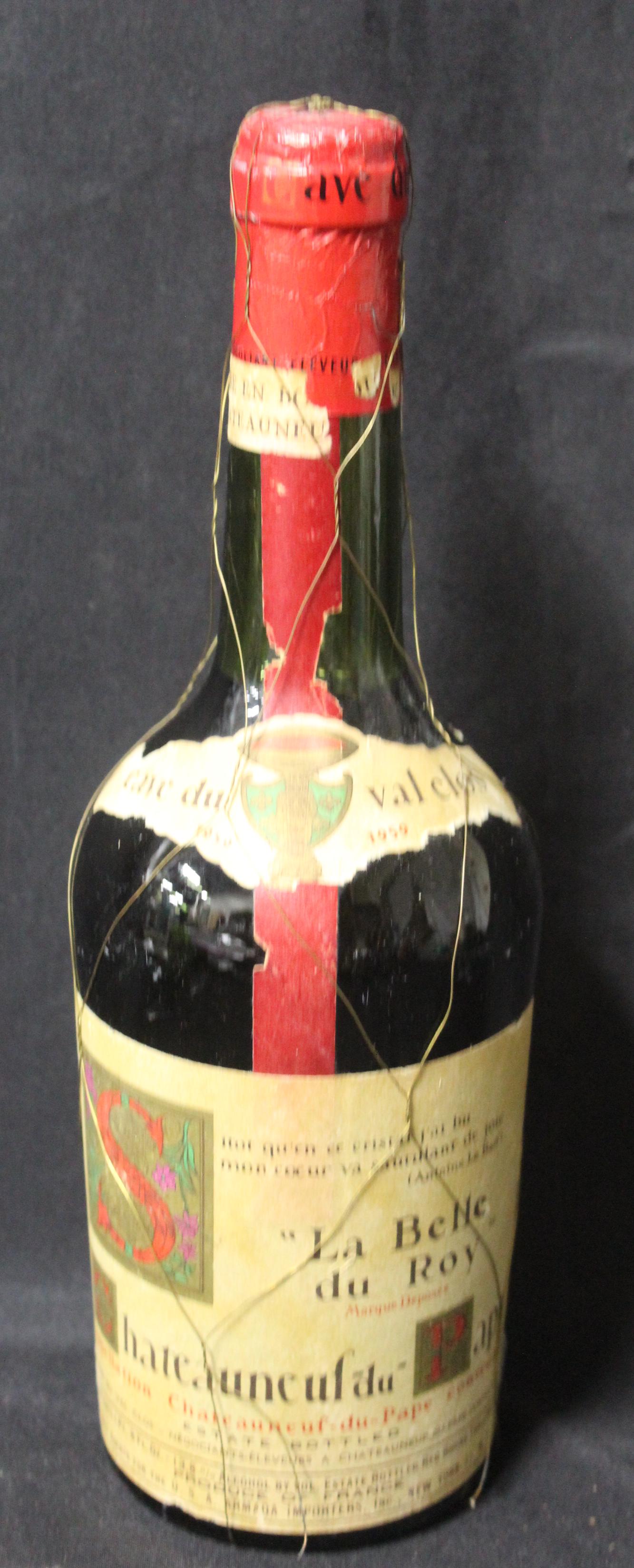 Chateau Neuf du Pape 1959: "La Belle du Roy" cave du val clos