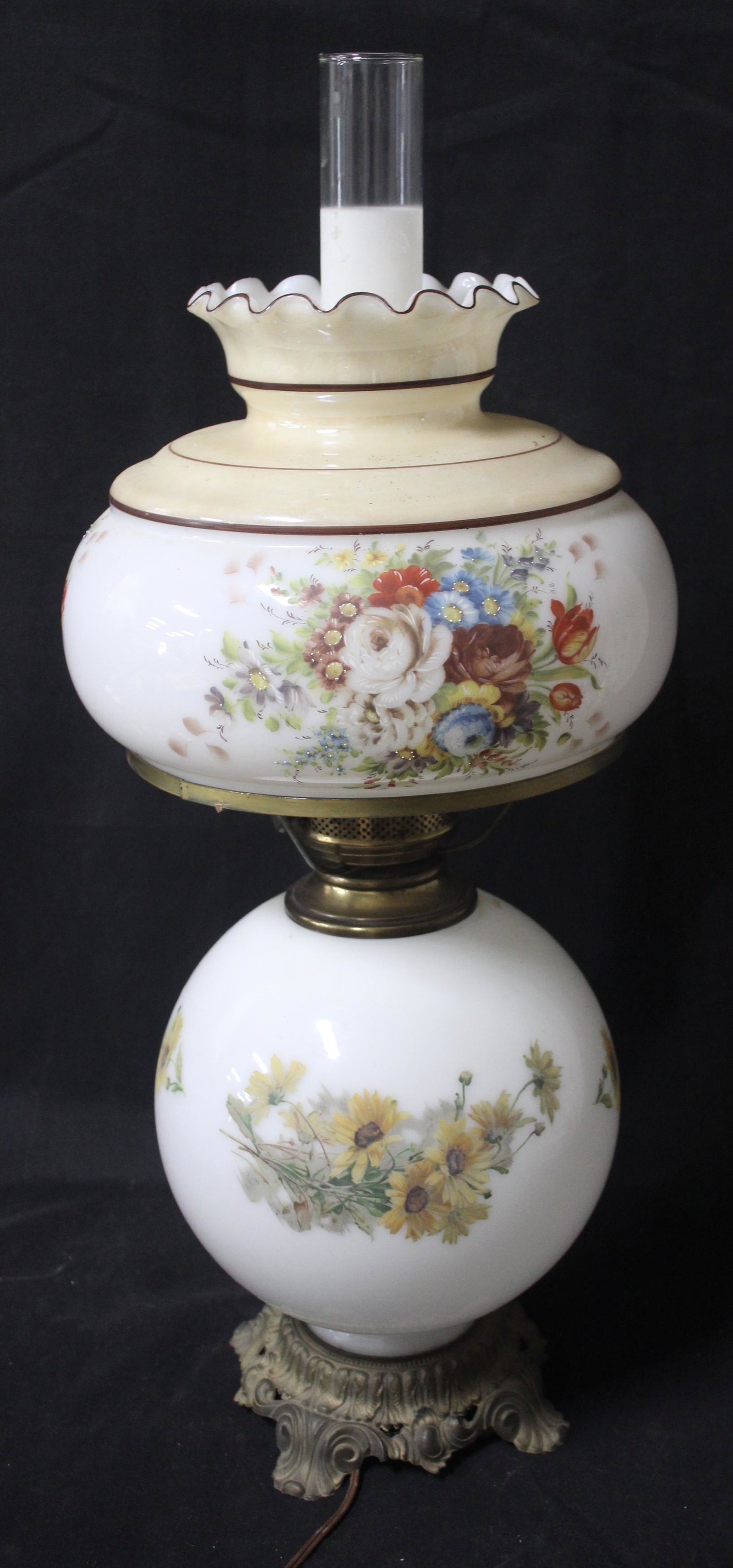 Gone With The Wind Lamp: With Globe. 24'H.