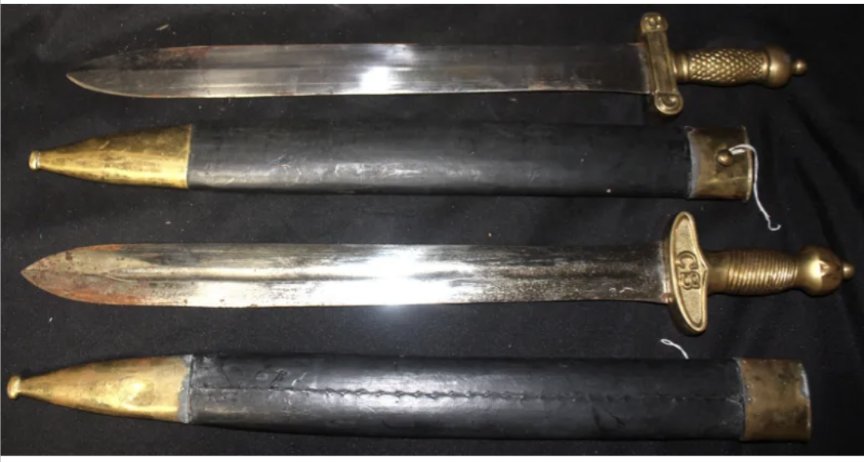 Pr. of Confederate States Replica Swords: Nashville Plow Works marking. Rust on both blades. Includes sheathes. Both approx 30".