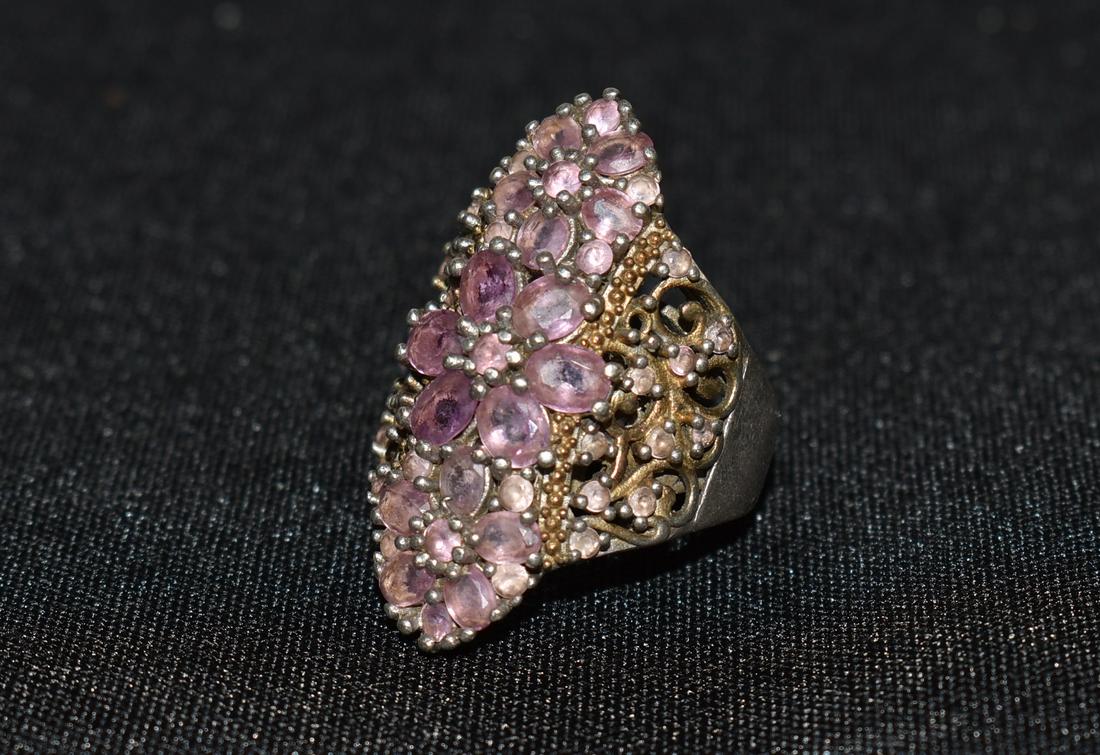 Sterling Silver & Pink Sapphires Cocktail Ring (1 of 7)