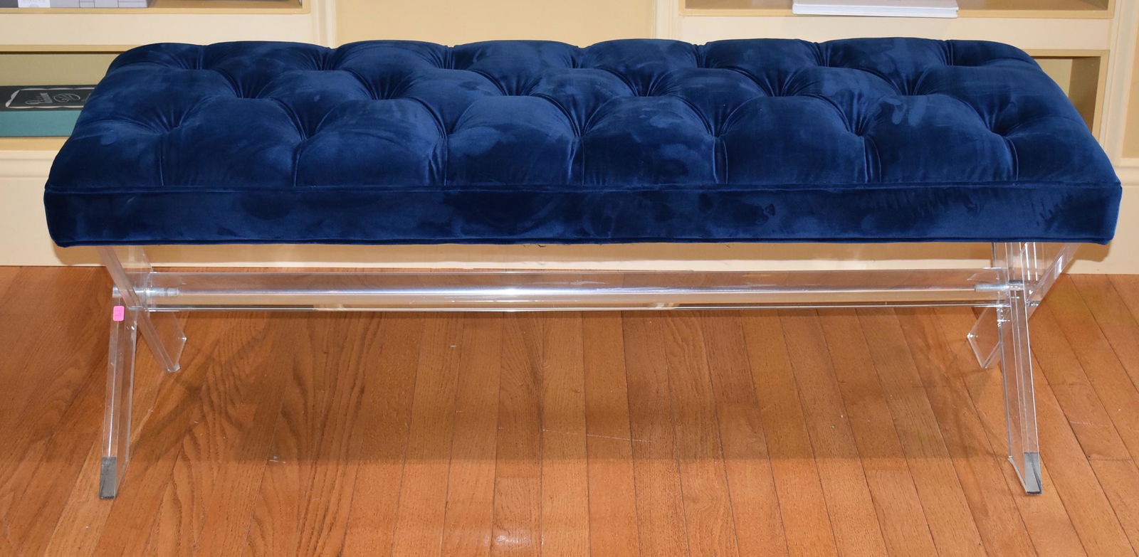 MCM Stlye Lucite Bench with Upholsted Seat (1 of 3)