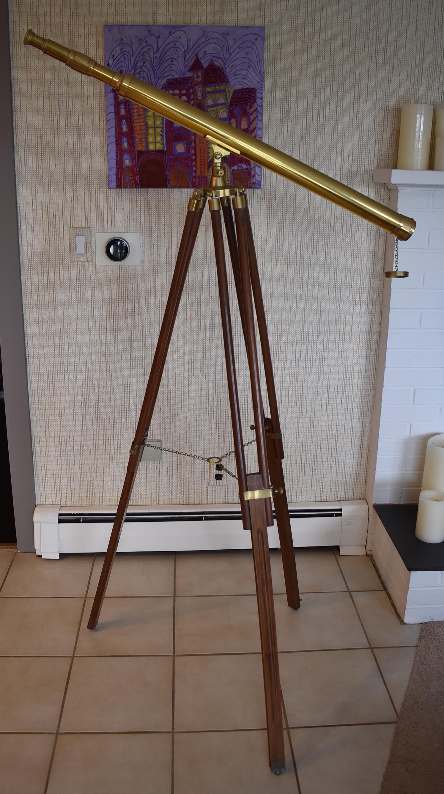 Good Quality Standing Brass Telescope (1 of 2)